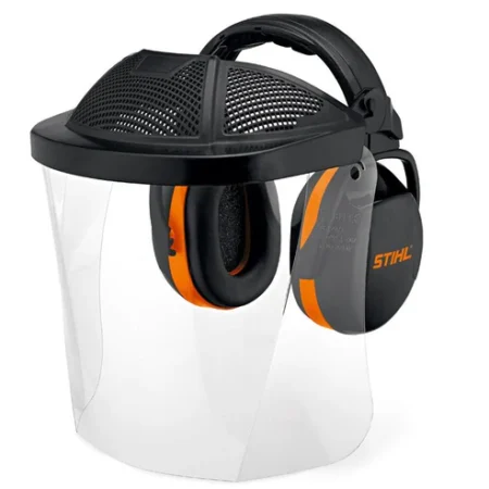 Casque STIHL GPC 30 avec visière transparente anti-buée et coquilles anti-bruit pour protection auditive et faciale