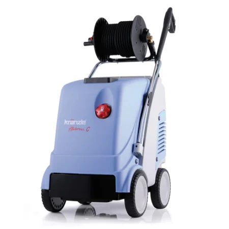 Nettoyeur haute pression KRANZLE Therm C 13/180 à eau chaude, 180 bars, débit 13 l/min, tuyau 15 m, châssis tout-terrain et protections intégrées