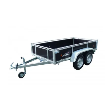 Remorque bois LIDER 43450 double essieu 750 kg avec ridelles rabattables et plancher bois antidérapant