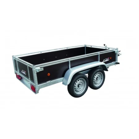 Remorque bois LIDER 41480 double essieu avec frein à inertie et ridelles rabattables pour transport gravats et déchets verts