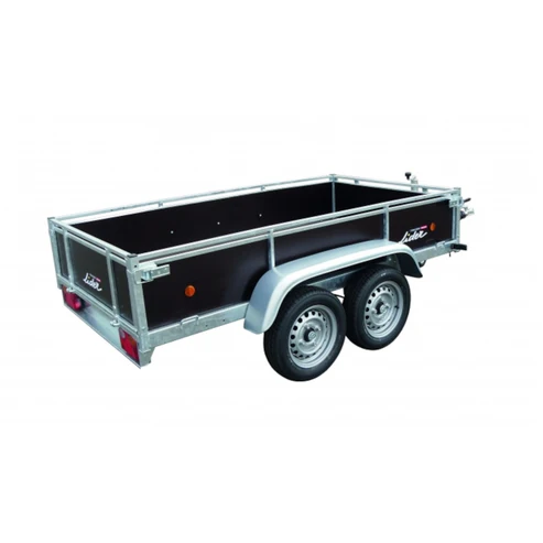 Remorque bois LIDER 41480 double essieu avec frein à inertie et ridelles rabattables pour transport gravats et déchets verts