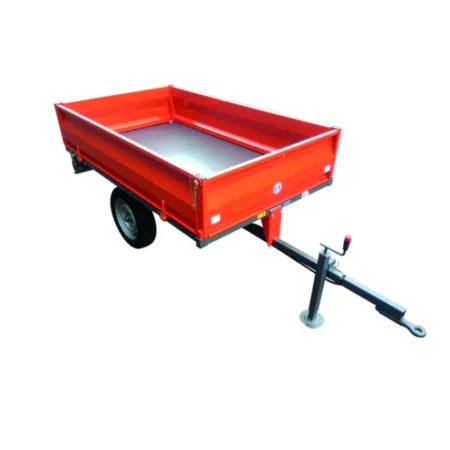 Remorque hydraulique MORGNIEUX RL1000H avec benne basculante, ridelles rabattables et attelage réglable pour tracteurs compacts, idéale pour travaux agricoles et paysagers.