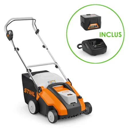 Scarificateur à batterie STIHL RLA 240 PACK, unité à lames fixes et rouleau à dents flexibles, maniable et silencieux, avec batterie AK30 et chargeur AL101Scarificateur à batterie STIHL RLA 240 PACK, unité à lames fixes et rouleau à dents flexibles, maniable et silencieux, avec batterie AK30 et chargeur AL101