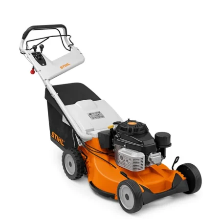Tondeuse thermique hydrostatique professionnelle STIHL RM 756 YC, moteur Kawasaki FJ 180 V, largeur 54 cm, bac 80 L, guidon EasyBac