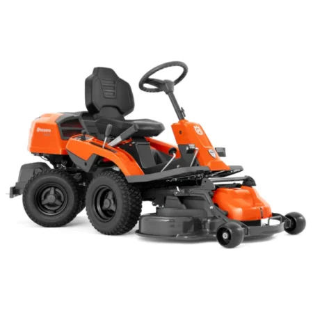 Tracteur tondeuse Husqvarna R214 TC Comfort Edition, coupe frontale 94 cm, mulching et éjection arrière, hydrostatique, siège suspendu et volant ajustable