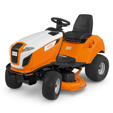 Tracteur tondeuse STIHL RT 4112 SZ, largeur de coupe 110 cm, éjection latérale, conçu pour pelouses jusqu’à 8 000 m², hydrostatique et confortable