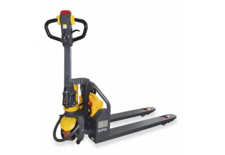 Transpalette électrique KPC CBD15W-LiX 1,5 tonne avec batterie lithium 48V, timon vertical et maniabilité pour manutention intensive en entrepôt ou usine