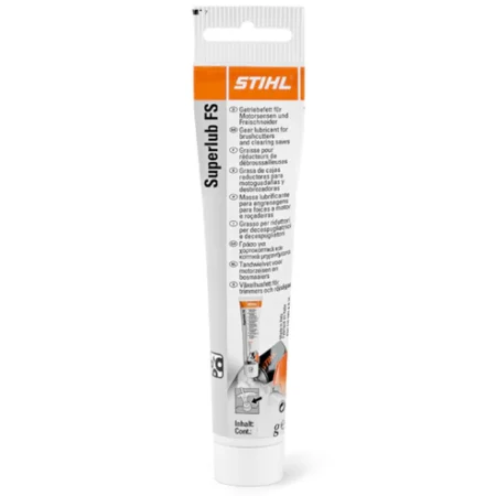 Tube de 225 g de graisse STIHL SUPERLUB FS pour engrenages de débroussailleuses et tarières, lubrifiant haute adhérence et protection anti-corrosion