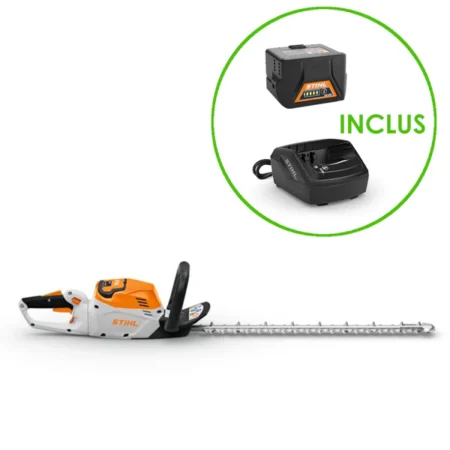 Taille-haie à batterie STIHL HSA 60 – 60 cm pour haies et arbustes, lamier diamant, silencieux et précis, avec batterie AK 10 et chargeur AL 101