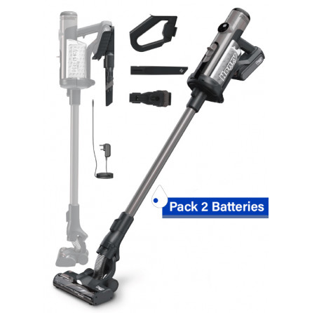 Aspirateur balai Henry Quick Gris NUMATIC avec 2 batteries, léger et autonomie 60 minutes