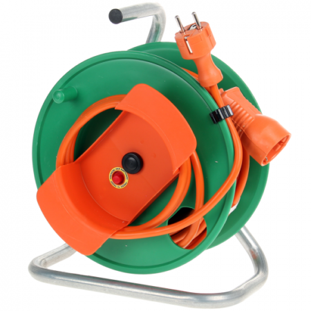 Enrouleur électrique jardin 15 m avec câble universel, trois fils en cuivre de 1,5 mm² pour usage domestique et jardin