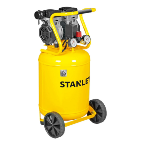 Compresseur Stanley DST 150/8/50 50L vertical oil-less monophasé pour atelier et gonflage pneus avec gain de place.