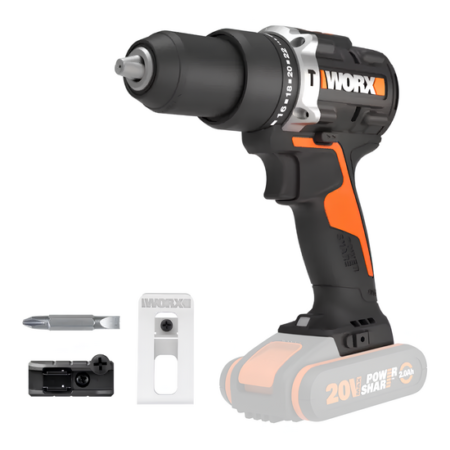 Image de la worx nitro wx352.9 perceuse visseuse à percussion 20V, outil seul sans batterie ni chargeur, puissant et ergonomique pour bricolage.