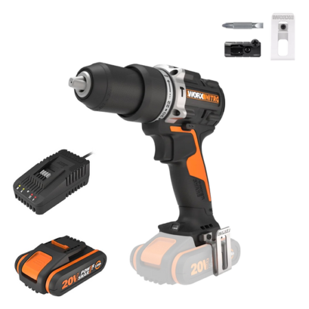 Image de la worx nitro wx352 perceuse-visseuse à percussion 20V/2Ah, compacte et puissante, idéale pour bricolage et travaux domestiques.
